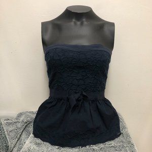 NEW Navy Hollister Embroidered Tube Top - M